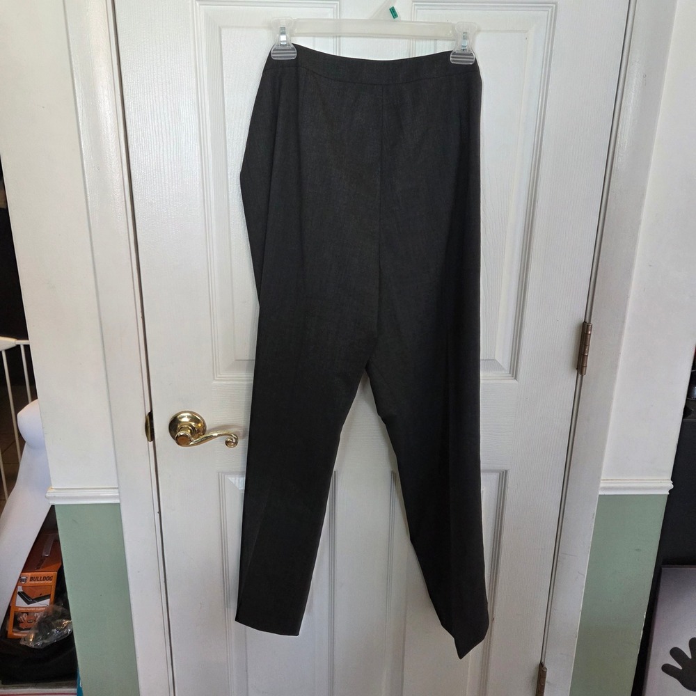 Lafayette 148 New York Bleecker Grey Virgin Wool Blend Straight Leg Pants Sz 12 - Picture 9 of 9